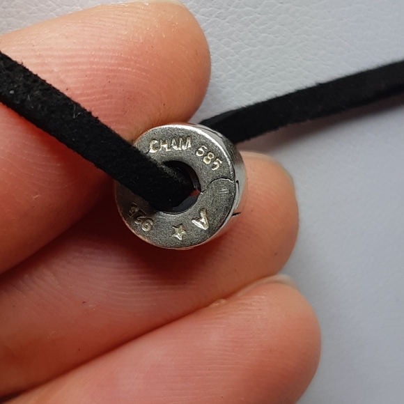 Sterling Silver 925 and 585 Gold Plated Heart Charm Necklace - Picture 2 of 5